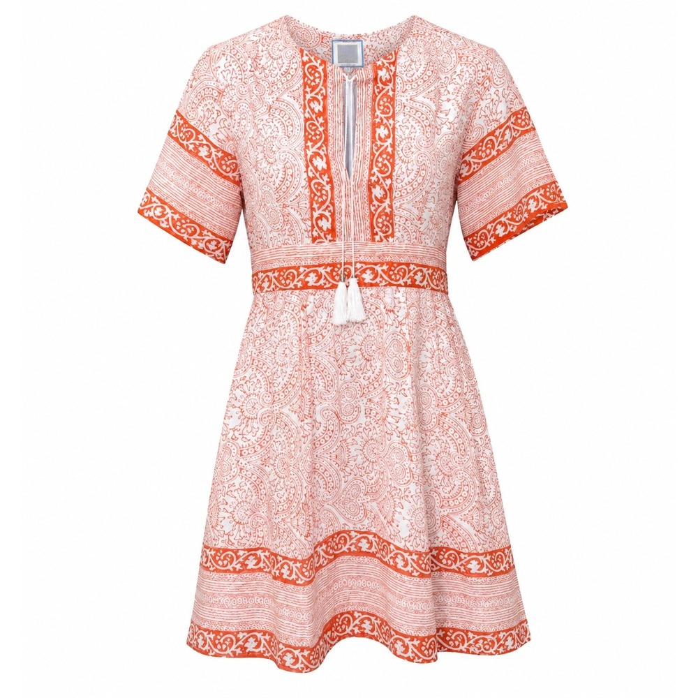 Bell‎ by Alicia Bell Paisley Tassel Cotton Mini Dress XS Resort Boho Made in USA